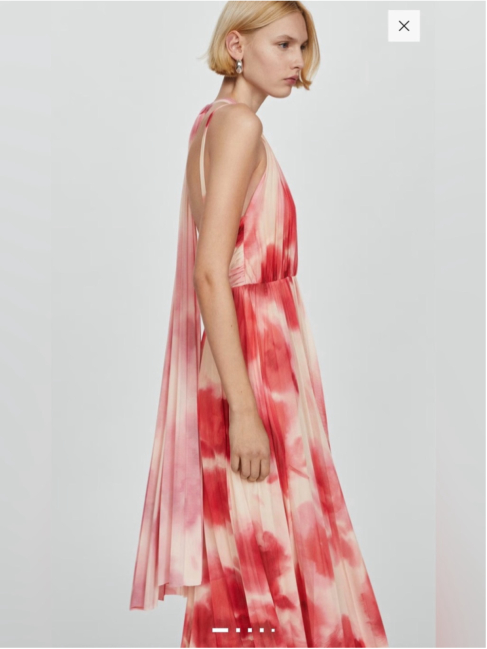 Mango Pink Watercolor Pleated Maxi Dress Large - Picture 5 of 14